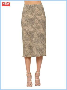 Satin A-Line High Waist Midi Skirt Elastic Waist Made in USA